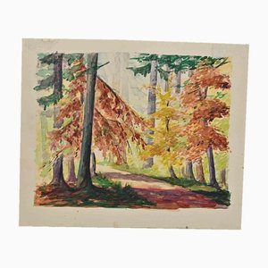 Micheline Froun, Herbstlandschaft, Zeichnung, Mitte des 20. Jahrhunderts