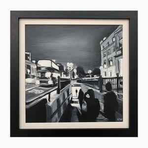 Angela Wakefield, Black & White Hyde Park Corner, London Underground, 2010, Acrilico su tela, con cornice