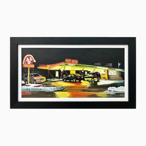 Angela Wakefield, Route 66 Root Beer American Gas Station, 2012, Paint on Canvas, Framed