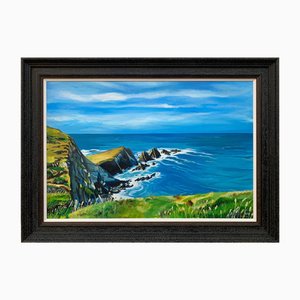 Angela Wakefield, Seascape of Hartland Point in Devon, England, 2020, Paint on Canvas, Framed
