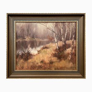 Tom Stephenson, River Landscape in Ireland, 1984, Oil Painting, Framed