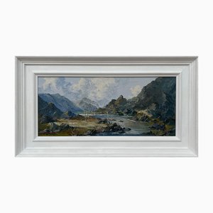 Charles Wyatt Warren, Impasto River Mountain Scene in Wales, Mitte 20. Jh., Ölgemälde, gerahmt