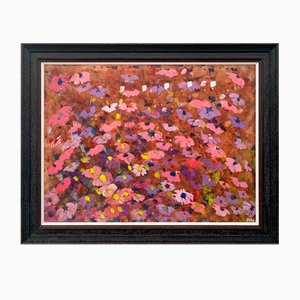 Angela Wakefield, Abstract Pink & Purple Flowers, 2001, Mixed Media, Framed
