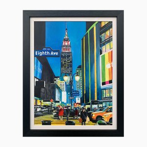 Angela Wakefield, Empire State Building, Eighth Avenue, New York City, 2020, Acrylic on Canvas, Framed