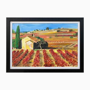 Angela Wakefield, Vineyard in Wine Growing Bordeaux France, 2012, Paint on Canvas, Framed