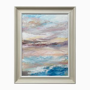 Ruhige abstrakte impressionistische Meereslandschaft von britischem Künstler, 2022