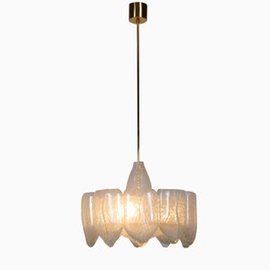 Mid-Century Ice Glass Chandelier from Doria