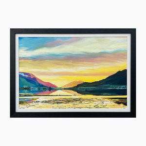 Angela Wakefield, Colourful Landscape of the Scottish Highlands, 2022, Acrylic on Canvas, Framed
