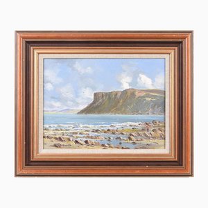 David Overend, Coastal Mountain Cliff Beach Scene, 1975, Painting, Framed