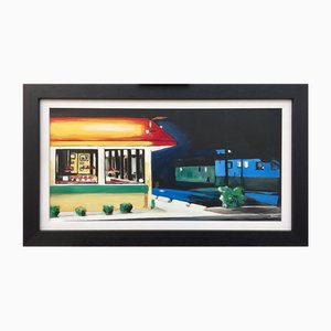 Angela Wakefield, Edward Hopper Style American Diner, 2014, Acrylic on Canvas, Framed