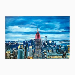 Angela Wakefield, Empire State Manhattan Cityscape, New York, 2018, Acrylic on Canvas, Framed