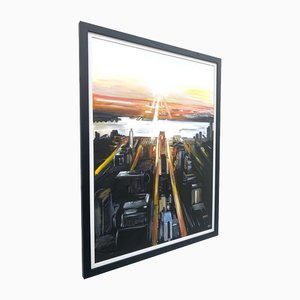 Angela Wakefield, Aerial View of Manhattan Island, New York City, 2014, Paint on Canvas, Framed