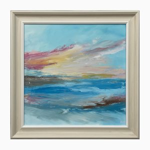 Angela Wakefield, Paisaje marino con nube, 2022, Pintura sobre lienzo, Enmarcado