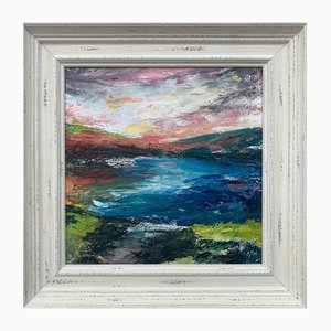 Angela Wakefield, Abstract River Bank Landscape, 2020, Acrylic on Canvas, Framed