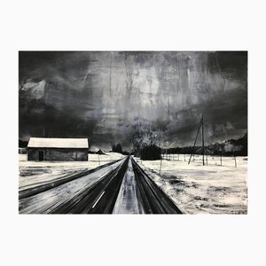 Mark Thompson, Paesaggio atmosferico in bianco e nero, 2008, Pittura