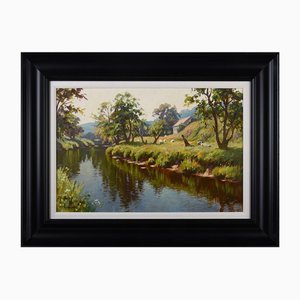 Donal McNaughton, River Scene in County Antrim, Northern Ireland, 2000, Painting, Framed