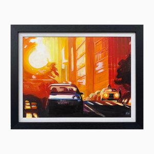 Angela Wakefield, Street Study of Manhattan Henge Sunshine, New York City, 2013, Paint on Canvas, Framed
