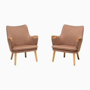 Grey Fabric Ch71 Armchairs attributed to Hans J. Wegner for Carl Hansen & Son, 2010s, Set of 2
