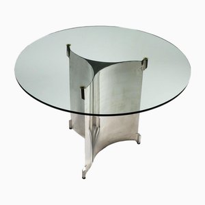 Italienischer Tisch mit Gestell aus verchromtem Metall und Glasplatte, 1960er