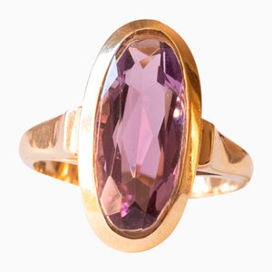 Vintage 14k Yellow Gold Ring with Amethyst, 1970s