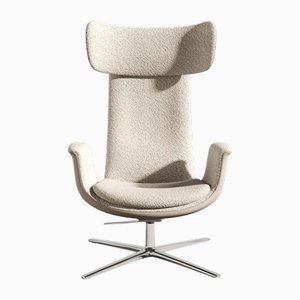 White Odyssey Armchair in Leather and Fabric Finish from BD Barcelona