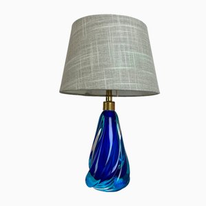 Lámpara de mesa Vetri Sommerso grande de cristal de Murano, Italia, años 60
