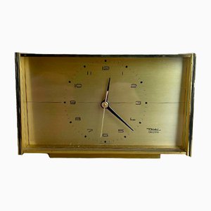 Vintage Hollywood Regency Brass Table Clock by Diehl Electro, Germany, 1960s