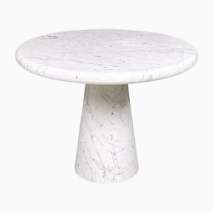 Mid-Century Modern Italian Round Coffe Table in Carrara Marble, 1970s
