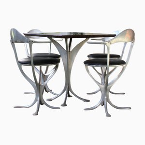 Square Dining Table and Chairs, Italy, 1920s, Set of 5