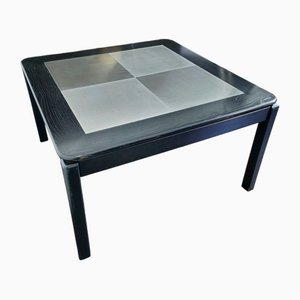 Vintage Italian Dining Table in Black Enamelled Wood and Anodized Aluminum, 1970s