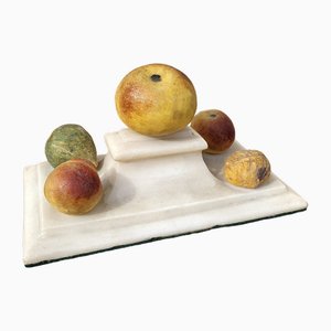 Plateau en Marbre avec Fruits, 19ème Siècle, Set de 2