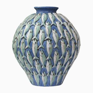 Vase mit vertikalen Sardellen von Enio Ceccarelli