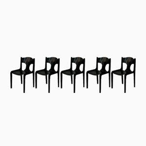 Dining Chairs in Enamelled Wood by Augusto Savini for Pozzi Italia, 1968, Set of 5