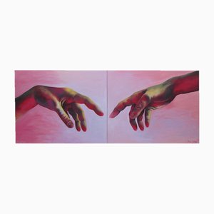 Justine Seile Urtane, Moment of Creation Diptych, 2019, Olio su tela, set di 2