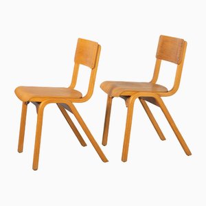 Stackable School Chairs in Wood, UK, 1970s, Set of 2