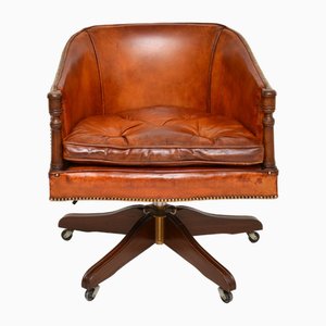 Georgian Leather Swivel Desk Chair, 1950s
