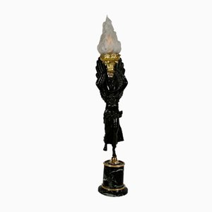 Antique Lamp in Bronze and Marble, 1890s