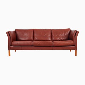 Danish Brown Leather Sofa, 1960s