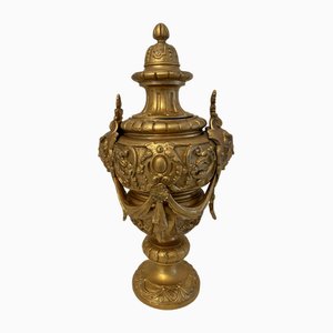 Urna vittoriana antica in ottone dorato, 1860