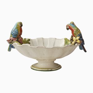 Papageien und Blumen Figur von Ceramiche Ceccarelli