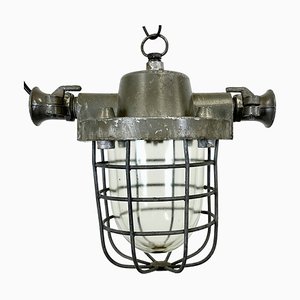 Lampe à Suspension Industrielle Cage en Aluminium, 1960s