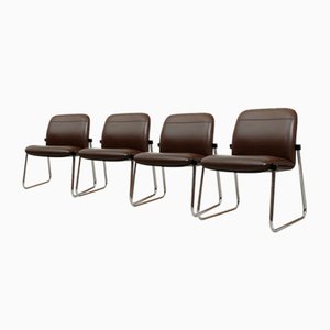 Mid-Century Italian Chairs in Leather, 1970s, Set of 4