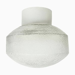 Vintage White Porcelain Ceiling Light with Frosted Glass, 1970s