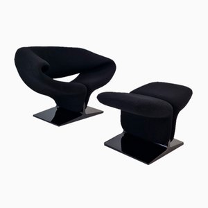 Ribbon Chair and Ottoman by Pierre Paulin for Artifort, 1980s, Set of 2