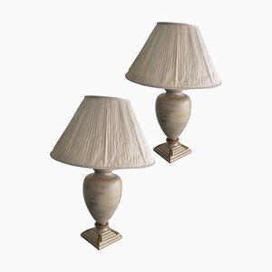 Table Lamps on Ceramic with Shades, Set of 2