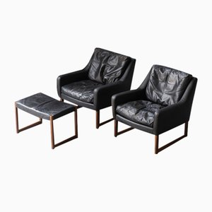 German Easy Chairs with Matching Hocker by Rudolf Glatzel for Kill International, 1960s, Set of 3