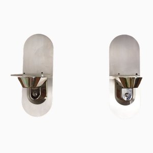 Stainless Steel Wall Lights, 1980s, Set of 2