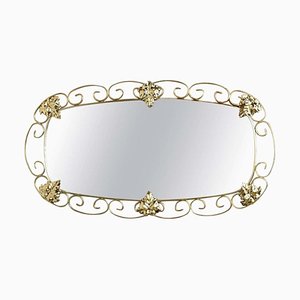 Miroir Vintage Ovale en Laiton, 1950s