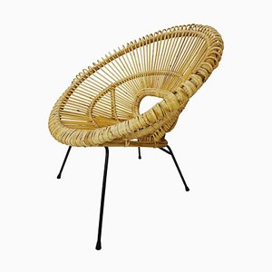 Stuhl aus Metall & Rattan von Franco Albini