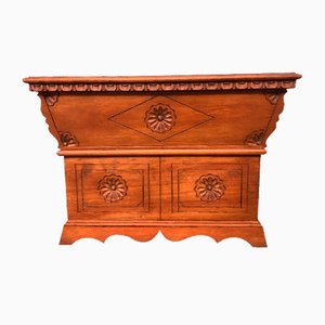 Small 20th Century Italian Oak Bench with Carved Decorations, 1950s